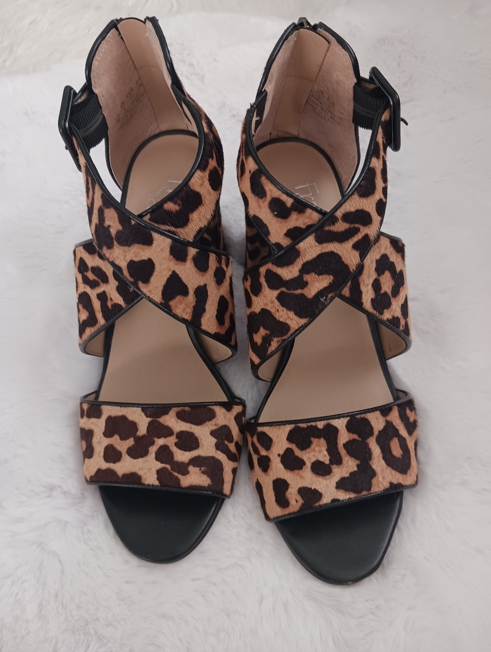 Franco Sarto Habra  Leopard Print Crisscross Women's Sandals - Tan/Black